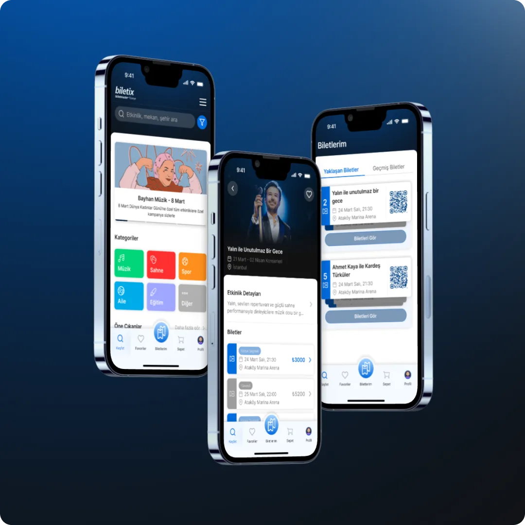 Biletix redesign scope — the screens included in the rework